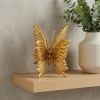 Gold Cast Iron Double Butterfly Tabletop Sculpture – Rustic Nature‑Inspired Accent