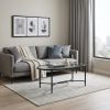 45" Clear and Black Glass and Metal Oval Coffee Table