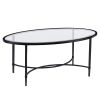 45" Clear and Black Glass and Metal Oval Coffee Table