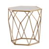 19" Gold And Reflective Glass Hexagon Mirrored End Table