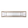52" Clear and Gold Mirrored Glass and Metal Sled Console Table With Shelf
