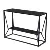 42" Black Glass and Metal A Frame Console Table With Shelf