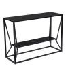 42" Black Glass and Metal A Frame Console Table With Shelf