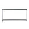56" Silver and Gunmetal Mirrored Glass and Metal Console Table