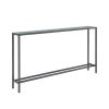 56" Silver and Gunmetal Mirrored Glass and Metal Console Table
