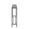 56" Silver and Gunmetal Mirrored Glass and Metal Console Table