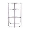 42" Silver Mirrored Oval Cross-Leg Console Table with Two Shelves – Modern Glam Accent