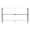 49" Clear and Silver Glass Distressed Frame Console Table With Shelves