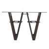 Clear Gray & Brown Glass and Solid Wood Abstract Console Table