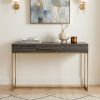48" Gray and Gold Wood and Metal Frame Console Table With Drawer
