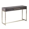 48" Gray and Gold Wood and Metal Frame Console Table With Drawer