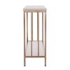 48" Champagne and Gold Faux Stone Floor Shelf Console Table With Storage