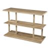 42" Natural Wood Floor Shelf Console Table With Two Shelves