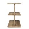 42" Natural Wood Floor Shelf Console Table With Two Shelves