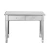 40" Silver Mirrored Console Table – Modern Glass & Wood Accent with Two Drawers