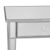 40" Silver Mirrored Console Table – Modern Glass & Wood Accent with Two Drawers