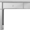 40" Silver Mirrored Console Table – Modern Glass & Wood Accent with Two Drawers