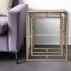 23" Champagne Glass & Iron End Table – Modern Faux Marble Square Accent