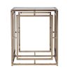 23" Champagne Glass & Iron End Table – Modern Faux Marble Square Accent