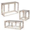 23" Champagne Glass & Iron End Table – Modern Faux Marble Square Accent