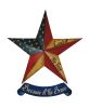 25" Blue & Red Patriotic Star – Rustic Wood and Metal Dimensional Hanging Sculpture