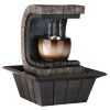 Textured Polyresin Tabletop Fountain with LED Light – Calming Decorative Accent