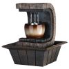 Textured Polyresin Tabletop Fountain with LED Light – Calming Decorative Accent