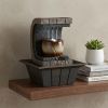 Textured Polyresin Tabletop Fountain with LED Light – Calming Decorative Accent