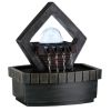 Geo and Pebbles Tabletop Fountain with LED Light – Modern Zen Decorative Accent