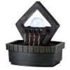 Geo and Pebbles Tabletop Fountain with LED Light – Modern Zen Decorative Accent