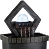 Geo and Pebbles Tabletop Fountain with LED Light – Modern Zen Decorative Accent
