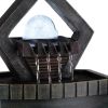 Geo and Pebbles Tabletop Fountain with LED Light – Modern Zen Decorative Accent