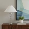 Silver Metal Two‑Light Table Lamp with Classic Empire Shade – Modern Traditional Accent