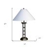 Silver Metal Two‑Light Table Lamp with Classic Empire Shade – Modern Traditional Accent