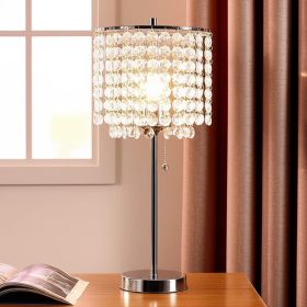 Silver Crystal Glow Drum Bedside Lamp