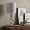 Nickel Glow Textured Drum Bedside Lamp