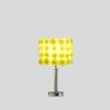 18" Silver Bedside Table Lamp with Yellow Flowers Drum Shade