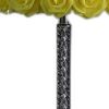 18" Silver Bedside Table Lamp with Yellow Flowers Drum Shade
