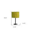 18" Silver Bedside Table Lamp with Yellow Flowers Drum Shade