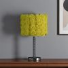 18" Silver Bedside Table Lamp with Yellow Flowers Drum Shade