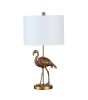 26" Gold Flamingo Table Lamp with White Drum Shade – Tropical Chic Sculptural Lighting