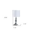 23" Silver Crystal Table Lamp with White Classic Drum Shade