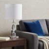 23" Silver Crystal Table Lamp with White Classic Drum Shade