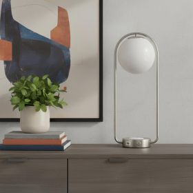 Silver Clip Globe USB Charging Table Lamp