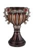 18" Bronze & Silver Floral Urn Vase – Stone-Embellished Polyresin Statement Decor