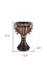 18" Bronze & Silver Floral Urn Vase – Stone-Embellished Polyresin Statement Decor