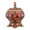 9" Brown, Red & Bronze Marbleized Jewelry Box – Gemstone & Crystal Detail