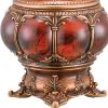 9" Brown, Red & Bronze Marbleized Jewelry Box – Gemstone & Crystal Detail