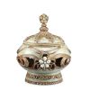 11" Bronze Gold & Light Green Floral Scroll Jewelry Box – Gemstone & Crystal Detail