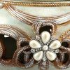11" Bronze Gold & Light Green Floral Scroll Jewelry Box – Gemstone & Crystal Detail